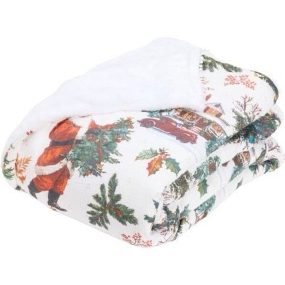 NWT Envogue Santa Christmas Reversible Dreamy Cotton Gauze Throw Blanket 50 x 70 - Picture 14 of 16